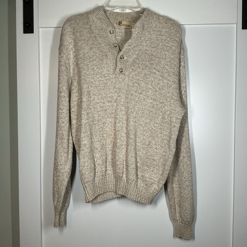 Vintage 80/90s‎ Men's Henley Sweater Grandpa Dad Norm Grunge Nautical Alt Indie